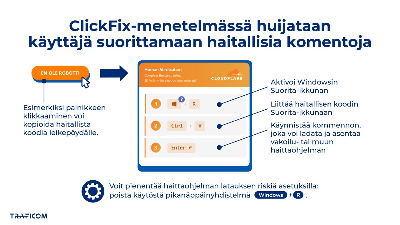 ClickFix-menetelmässä huijataan käyttäjä suorittamaan komentoja