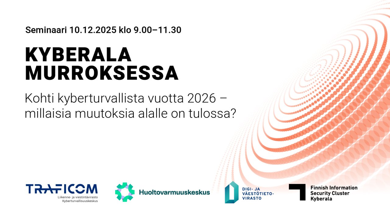 Kyberala murroksessa -tapahtuman mainoskuva.